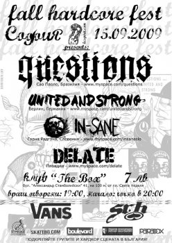 FALL HARDCORE FEST - Questions (Бразилия), United And Strong (Германия), In-Sane (Словения), Delate